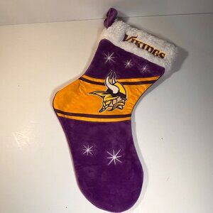 Minnesota Vikings Christmas Stocking 16" NFL Logo Starburst Snowflakes New